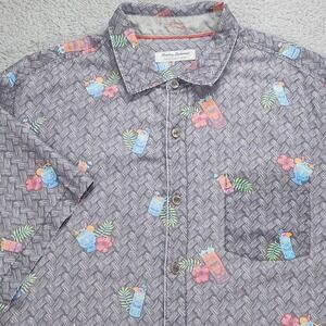 Tommy Bahama Coconut Point Shirt Mens 2XLT Gray Tiki Drink Hawaiian IslandZone